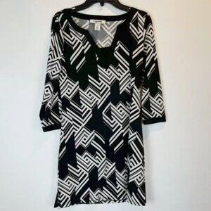 NWOT White House Black Market Geometric Print Tunic Dress - White/Black
